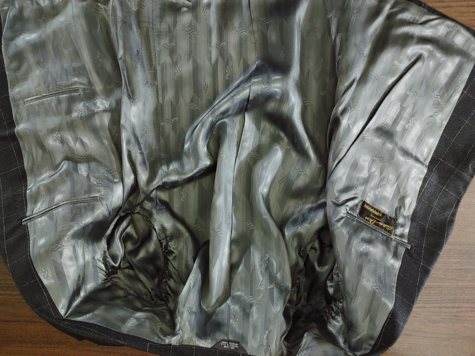 Vintage LeBaron Men's 40/41S Sport Coat Wool Charcoal Gray Black Check Jacket