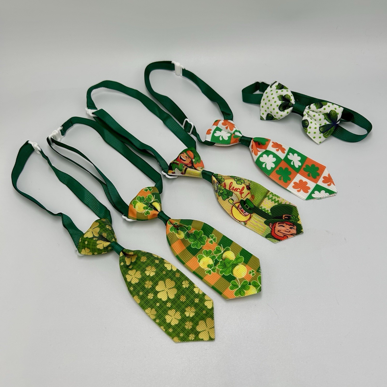 20Pcs Variety St. Patrick's Day Dog Necktie Bowtie Clover Lucky Pet Grooming