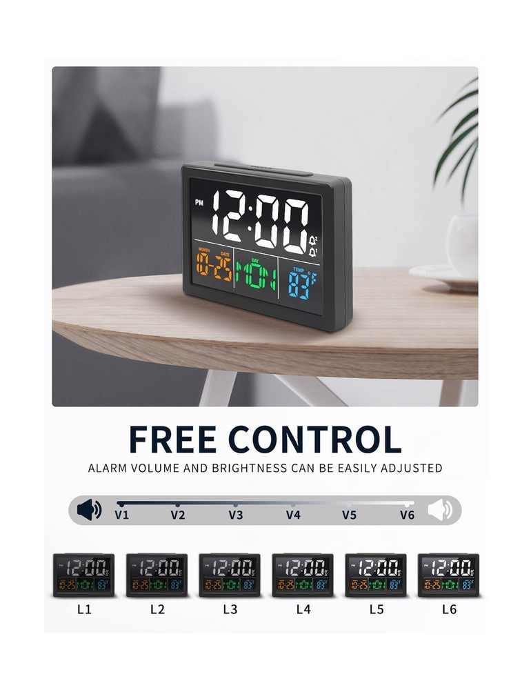 Digital Alarm Clock, with 5.5" Large LED Time Display, Adjustable A... Fast Ship