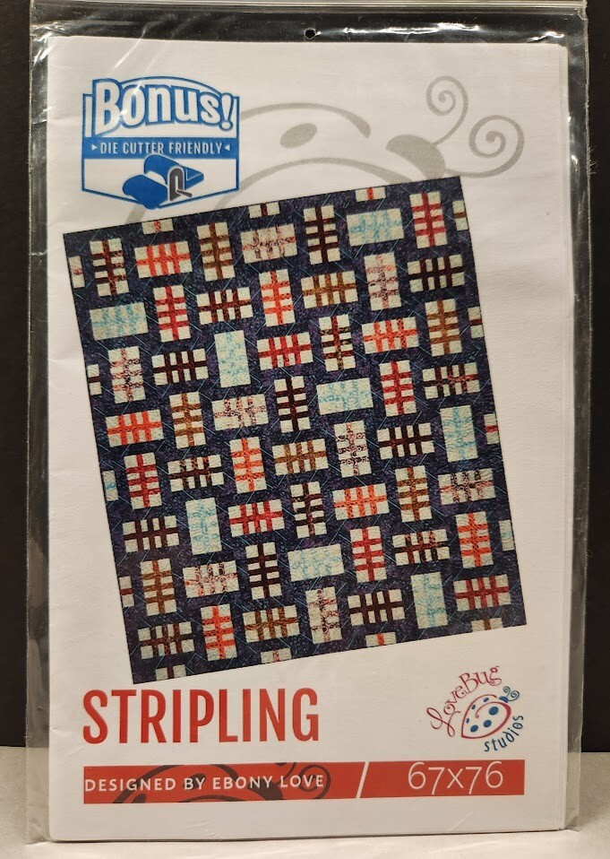 LOVE BUG Studio STRIPLING Pattern 67" x 76" Ebony Love Design Uncut NIP