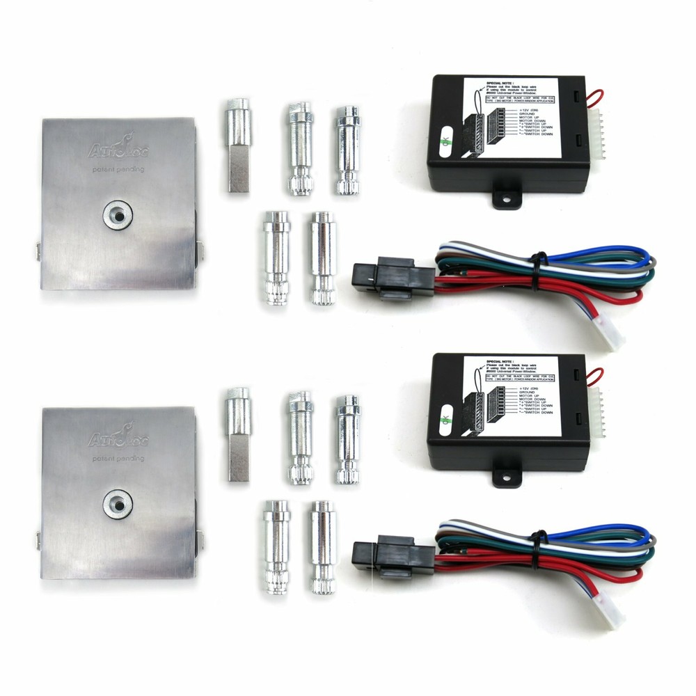 2-Door Flat Glass 1-Touch Manual Crank Handle Power Window Conversion Switch Kit