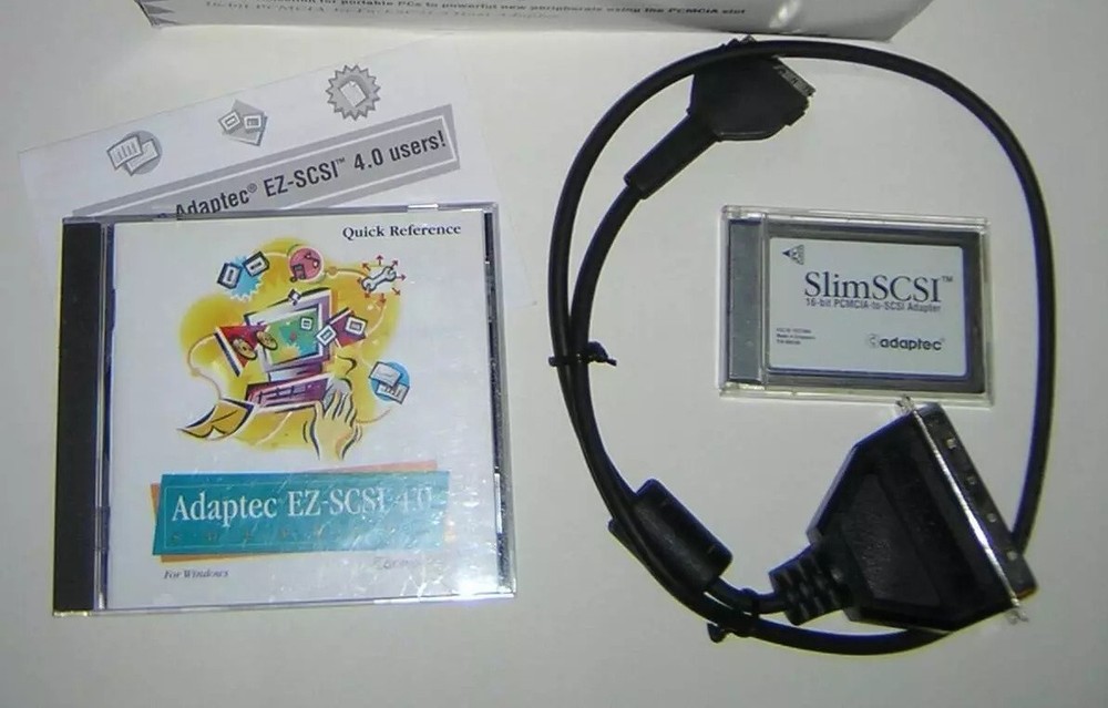 Adaptec SlimSCSI 1460 PCMCIA SCSI Adapter PC Card + Centronics 50 Cable Kit