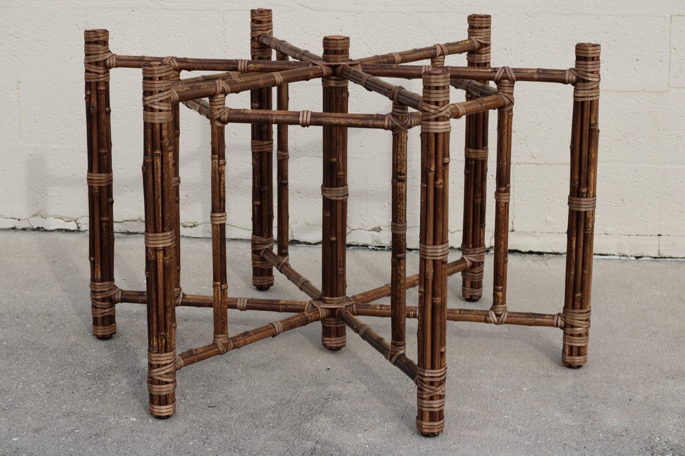 Authentic McGuire Hexagonal Bamboo Rattan Organic Modern Dining Table Base