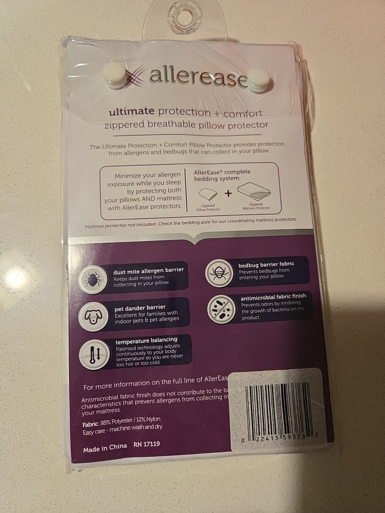 Allerease Zippered Breathable Pillow Protector (King) (20inx36in)