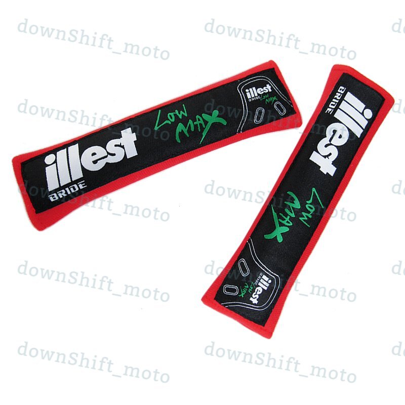 X2 Red JDM ILLEST BRIDE Seat Belt Cover Shoulder Pads Embroidery for Honda New