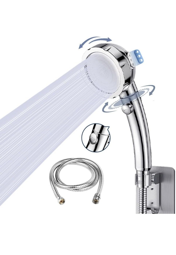 Handheld Shower Heads with Hose and Holder, High Pressure Head Silver