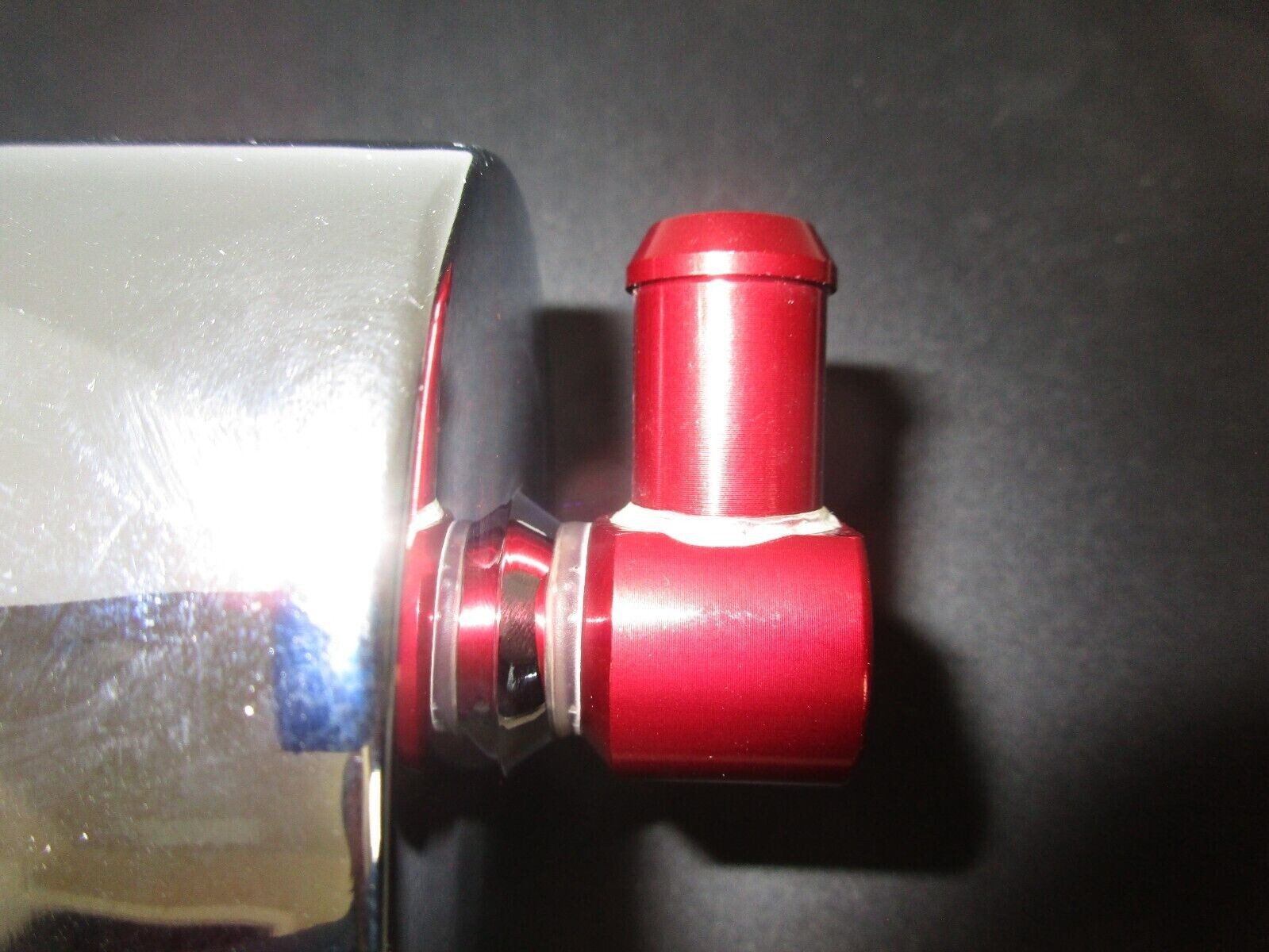 CHROMED ALUMINUM POWER STEERING OVERFLOW REMOTE RESERVOIR 12 oz. UNIVERSAL #9968