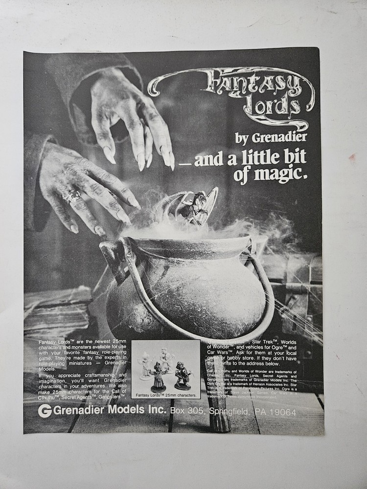Fantasy Lords Grenadier Models Print Ad