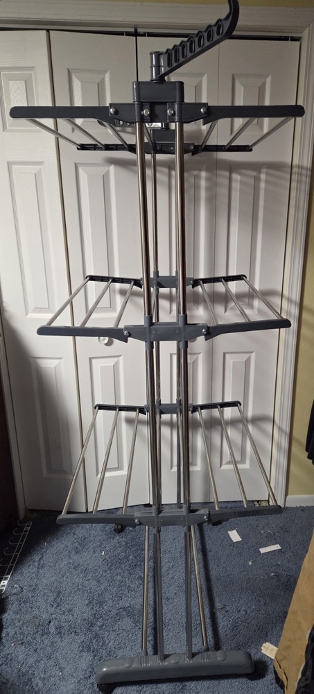 Xlg 3-Tier Expandable Collapsing Foldable Laundry Drying Rack, Silver