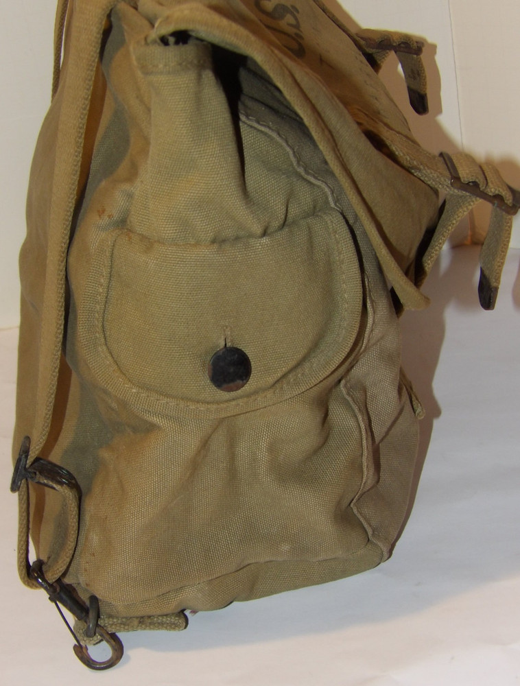 VINTAGE 1943 US ARMY M-1936 MUSETTE/FIELD BAG! CANVAS/STRAPS INTACT/OWNER'S NAME