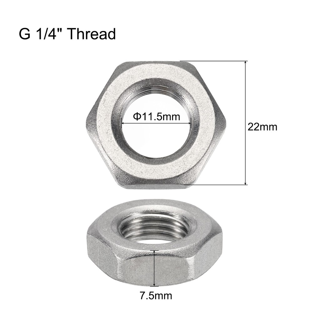 5 Pcs Cast Pipe Fitting Hex Locknut Nut G 1/4" Female Thread (DN8)