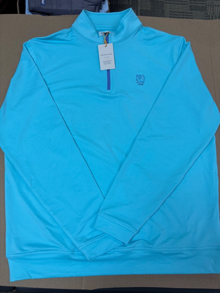 NWT MEN'S PETER MILLAR 1/4 ZIP PULLOVER, SIZE: L, COLOR: LIGHT BLUE (M31)