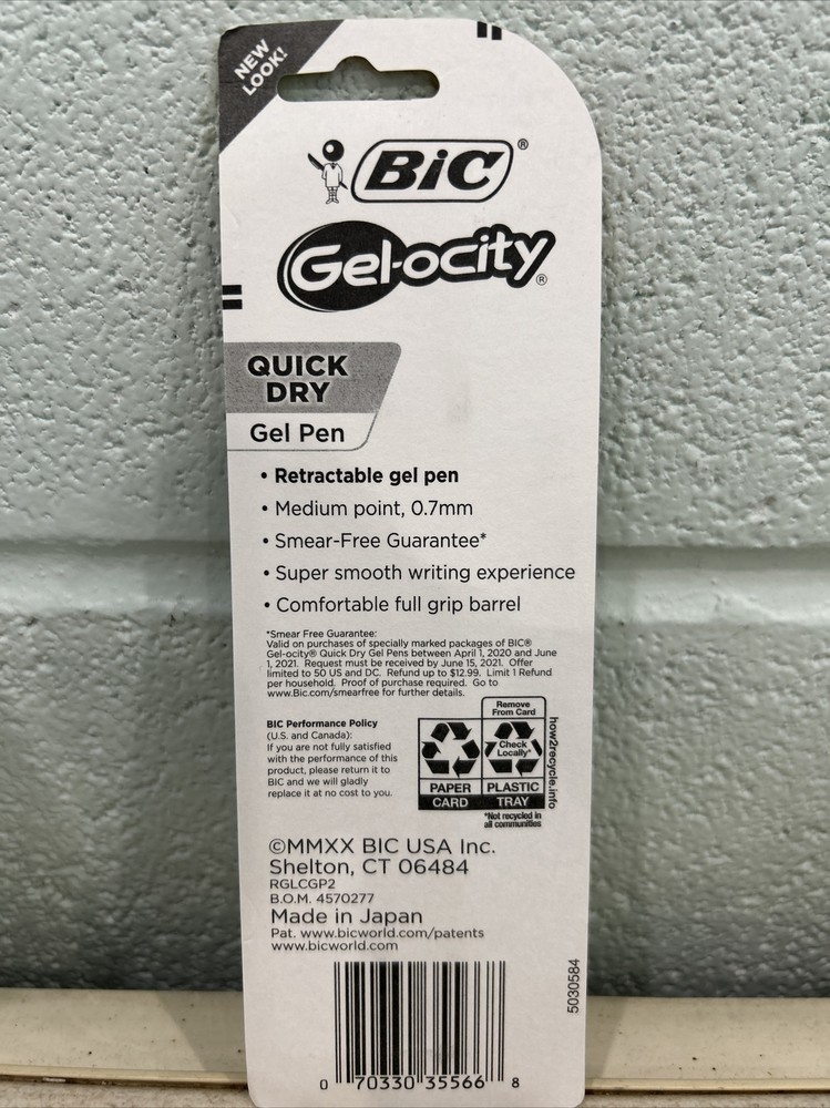 Bic Gel-ocity Gel Pen Quick Dry 2 Pack Black Medium Point