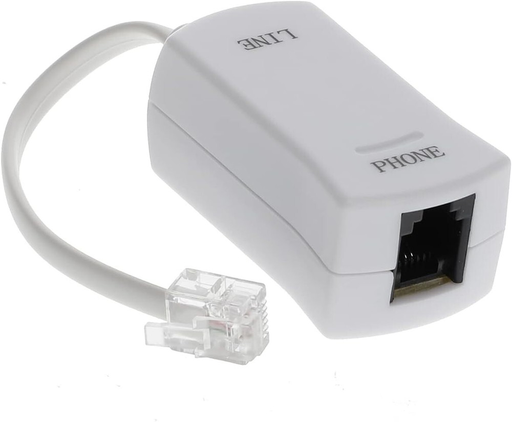 White Inline DSL Filter - Eliminates Modem Interference, RJ11 Compatible