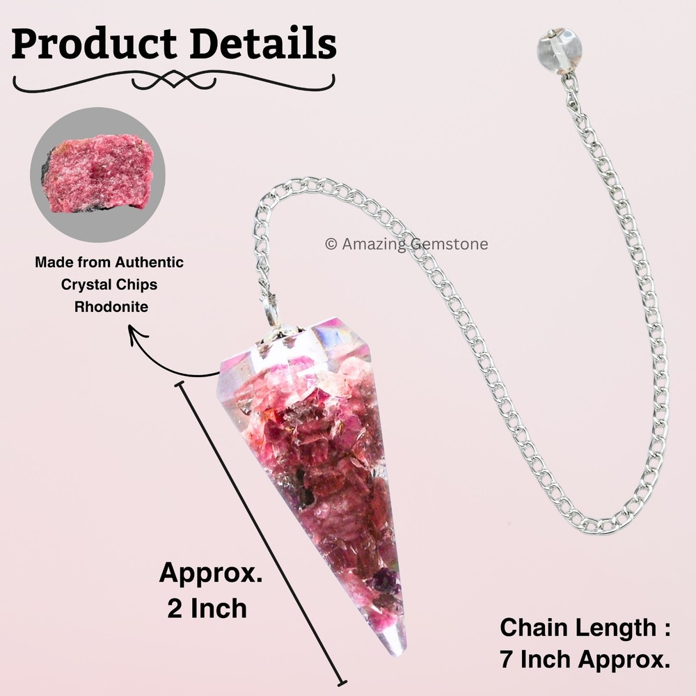Rhodonite Orgone Crystal Pendulums