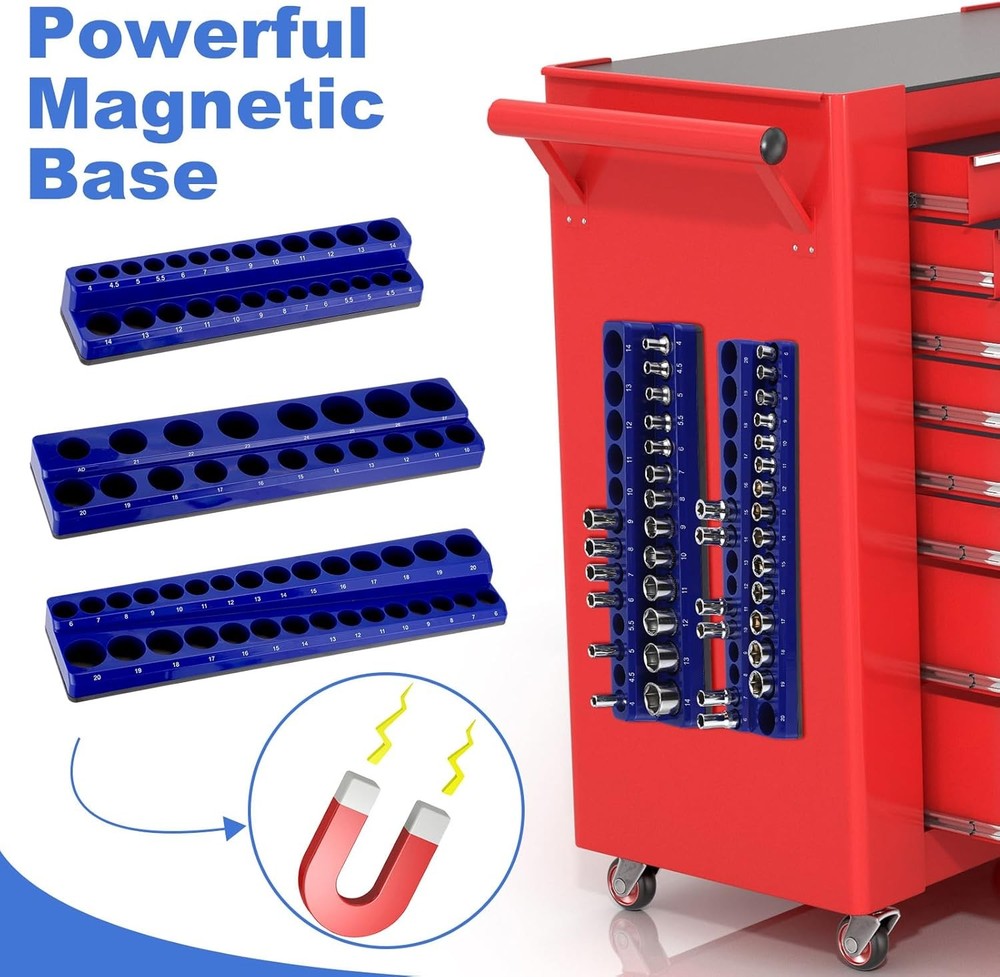 Magnetic Socket Organizer 12pc SAE Metric Set