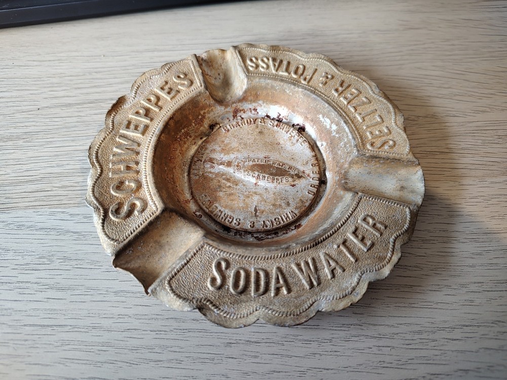 Antique Aluminium Schweppes Ashtray