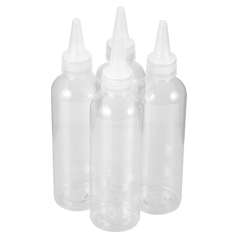4 Pcs 200 Ml Plastic Squeeze Bottles with Transparent Tips for Glue Application