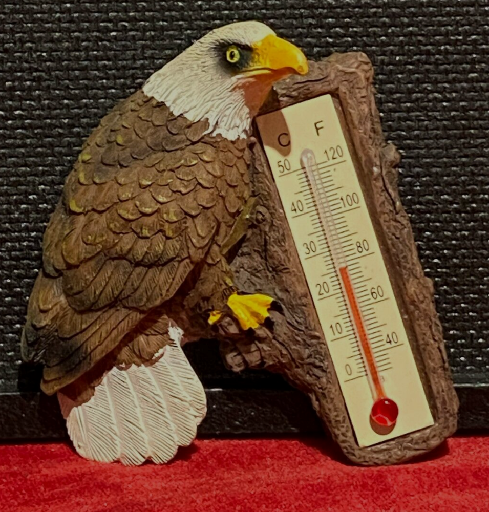 Vintage thermometer refrigerator magnet American Bald Eagle