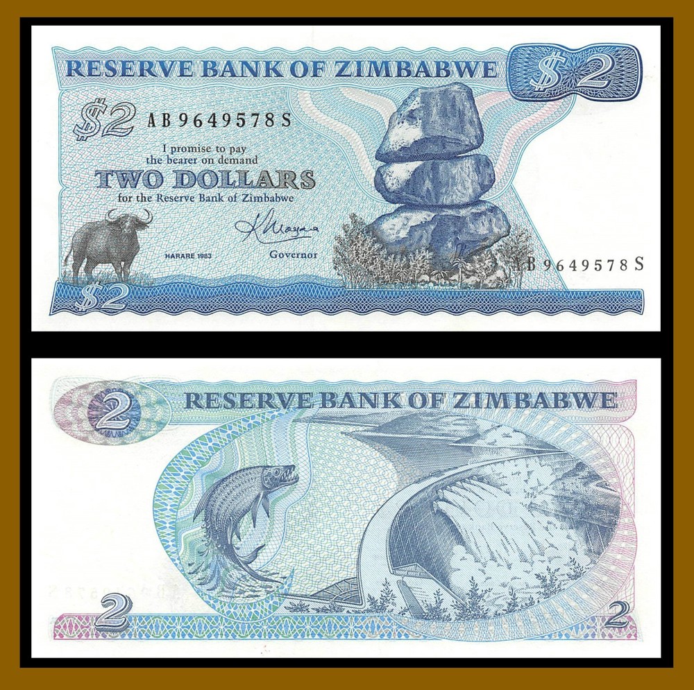 Zimbabwe 2 Dollars, 1983 P-1b Unc