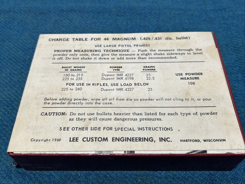 Lee Loader Reloading Kit .44 Magnum Incomplete With Extras See Description