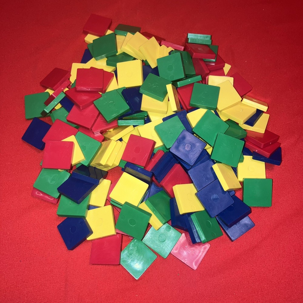 Square Plastic Color Tiles Set / 200 Educational Tool Mathematics Multiplication