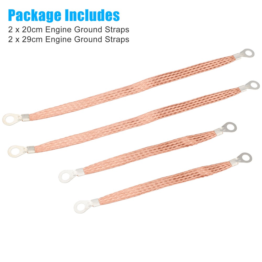4X Engine Ground Strap Cable Copper Kit For Car Truck Firewall Engine Body Frame
