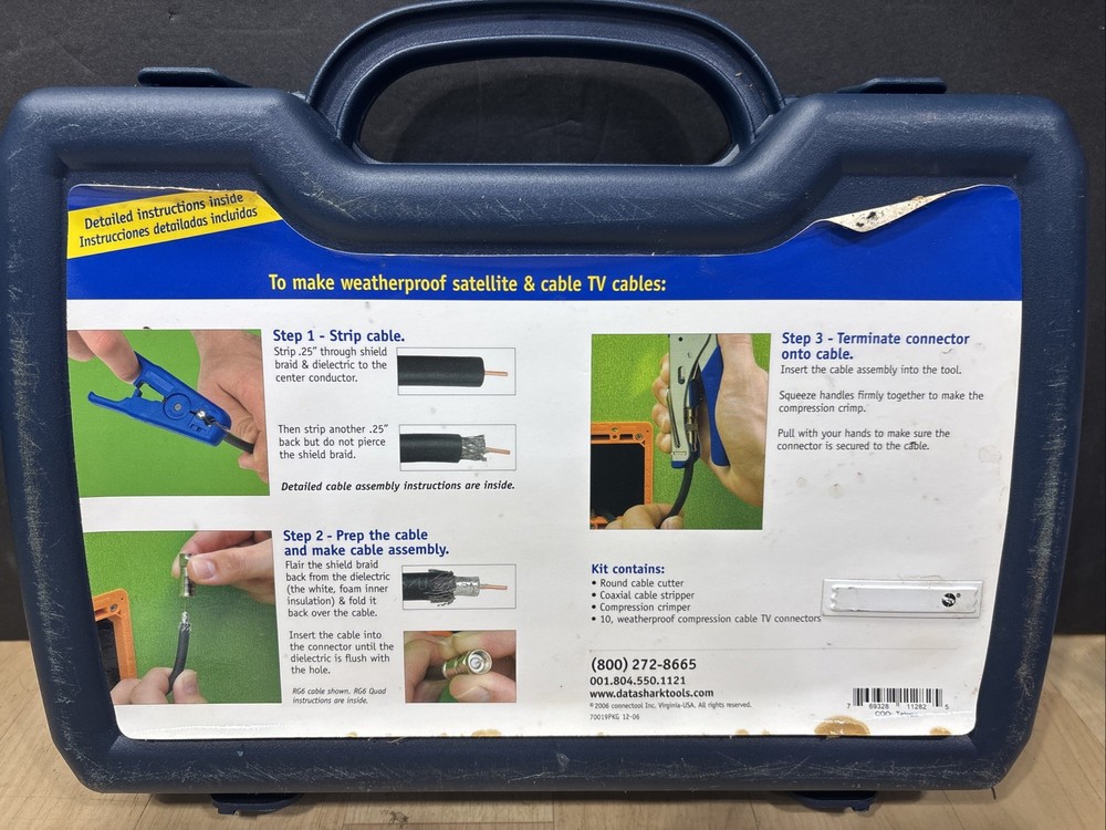 DataShark Digital Cable and Satellite Tool Kit; 3 Tools, Connectors, Case Unused