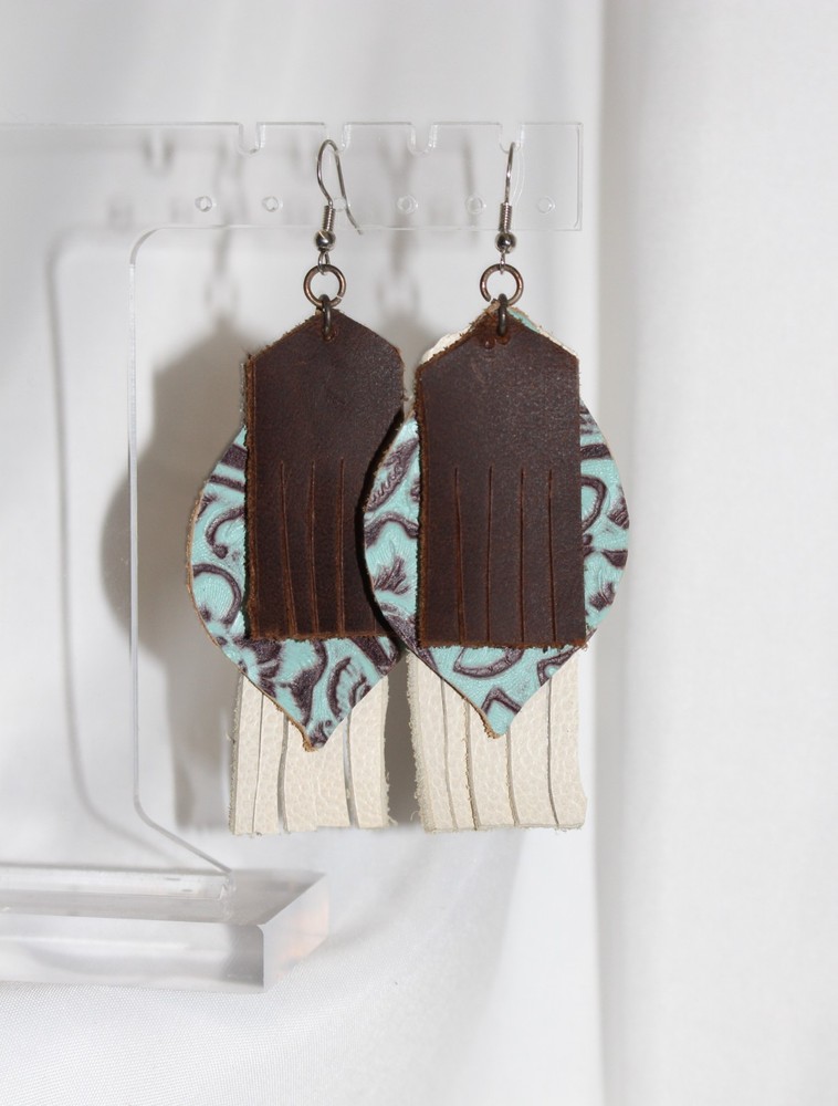 Nwt Handmade Leather Suede Dangle Earrings
