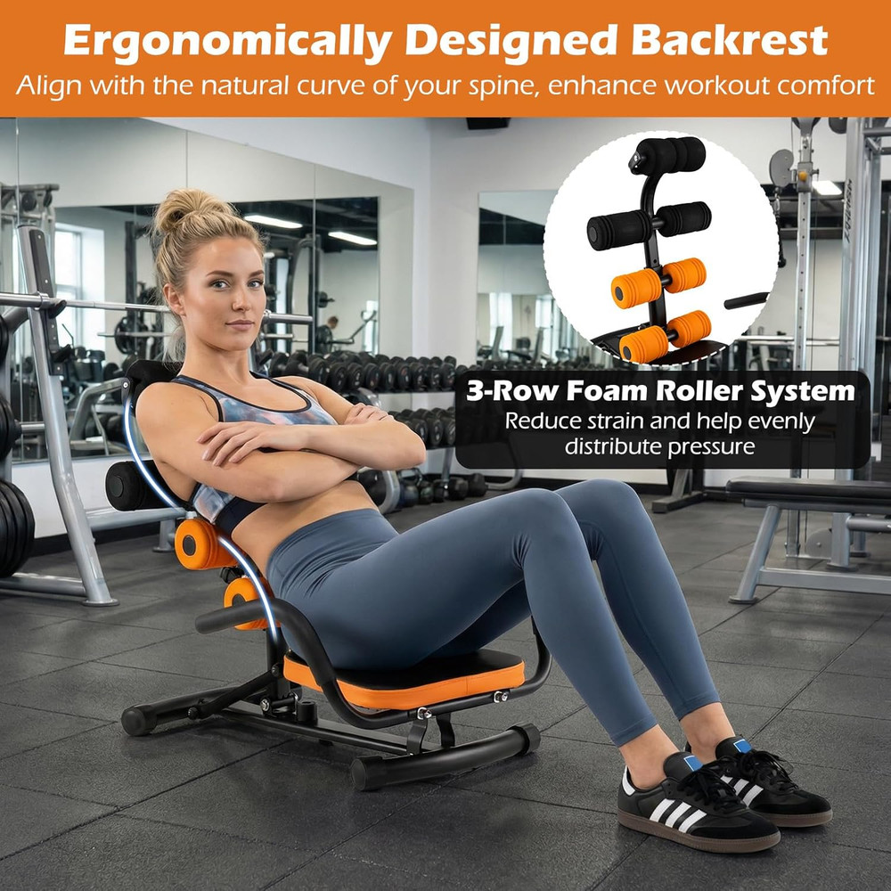 Ab Machine, Core Abdominal Trainer W/ 3-Position Adjustable Backrest, Foam Suppo