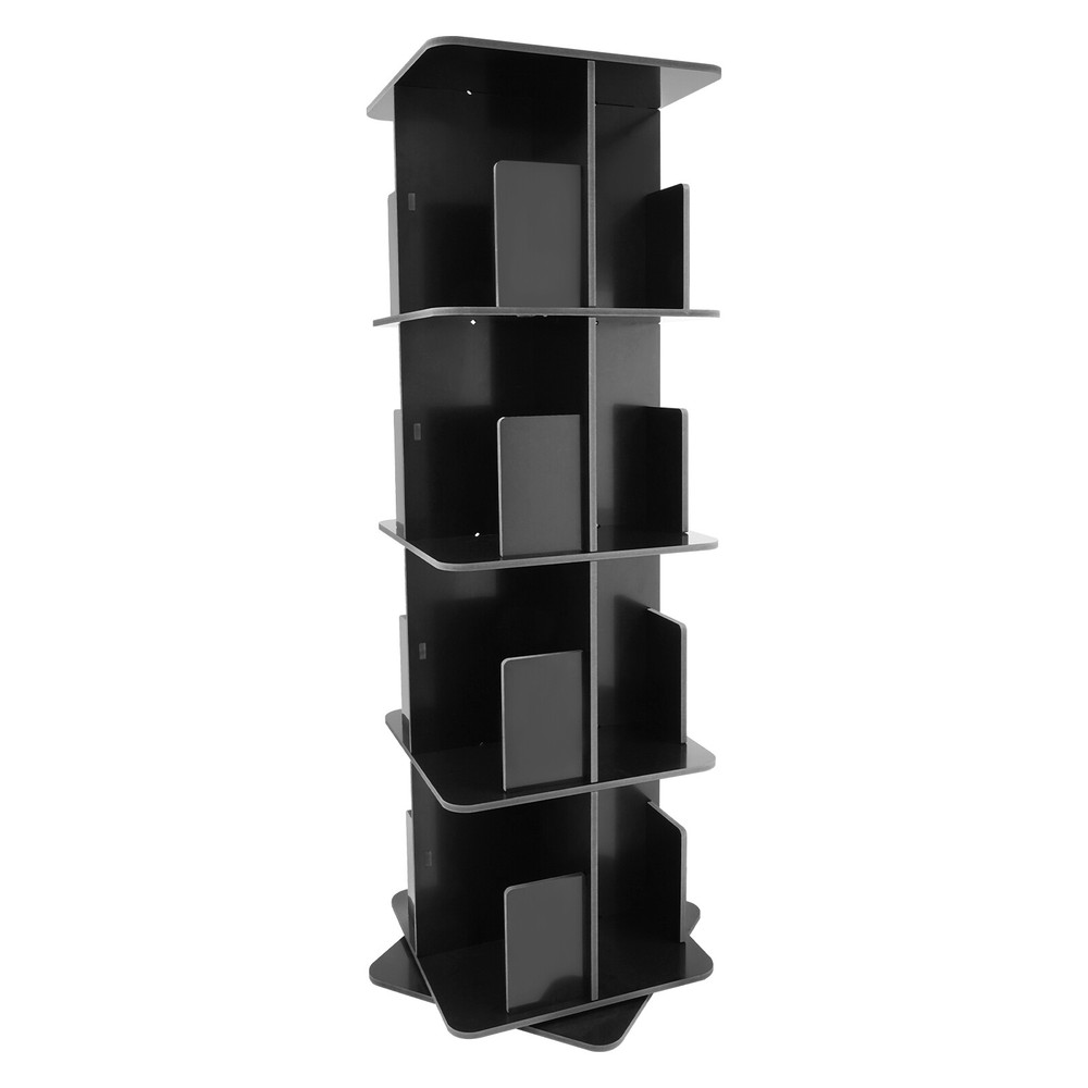 4 Tier Standing Bookcase Small Corner Bookcase Rotating Bookshelf W/Table Mat