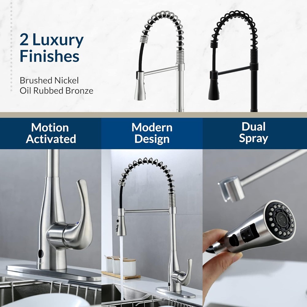 Bio Bidet by Bemis Single-Handle Pull-Down Spring Sprayer Faucet -Brushed Nickel