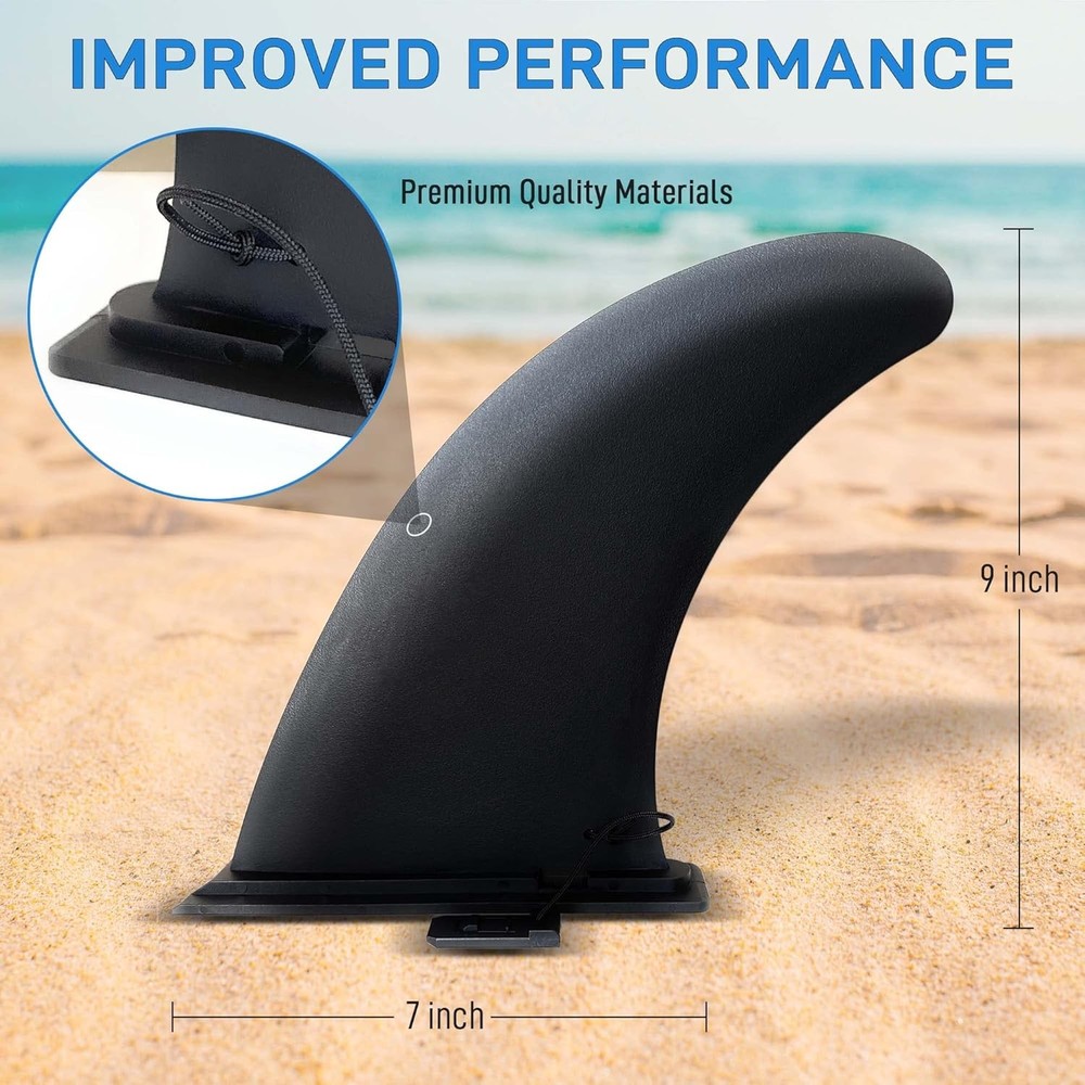 9" Sup Fin Replacement - Stand Up Paddleboard Replacement, Quick Black