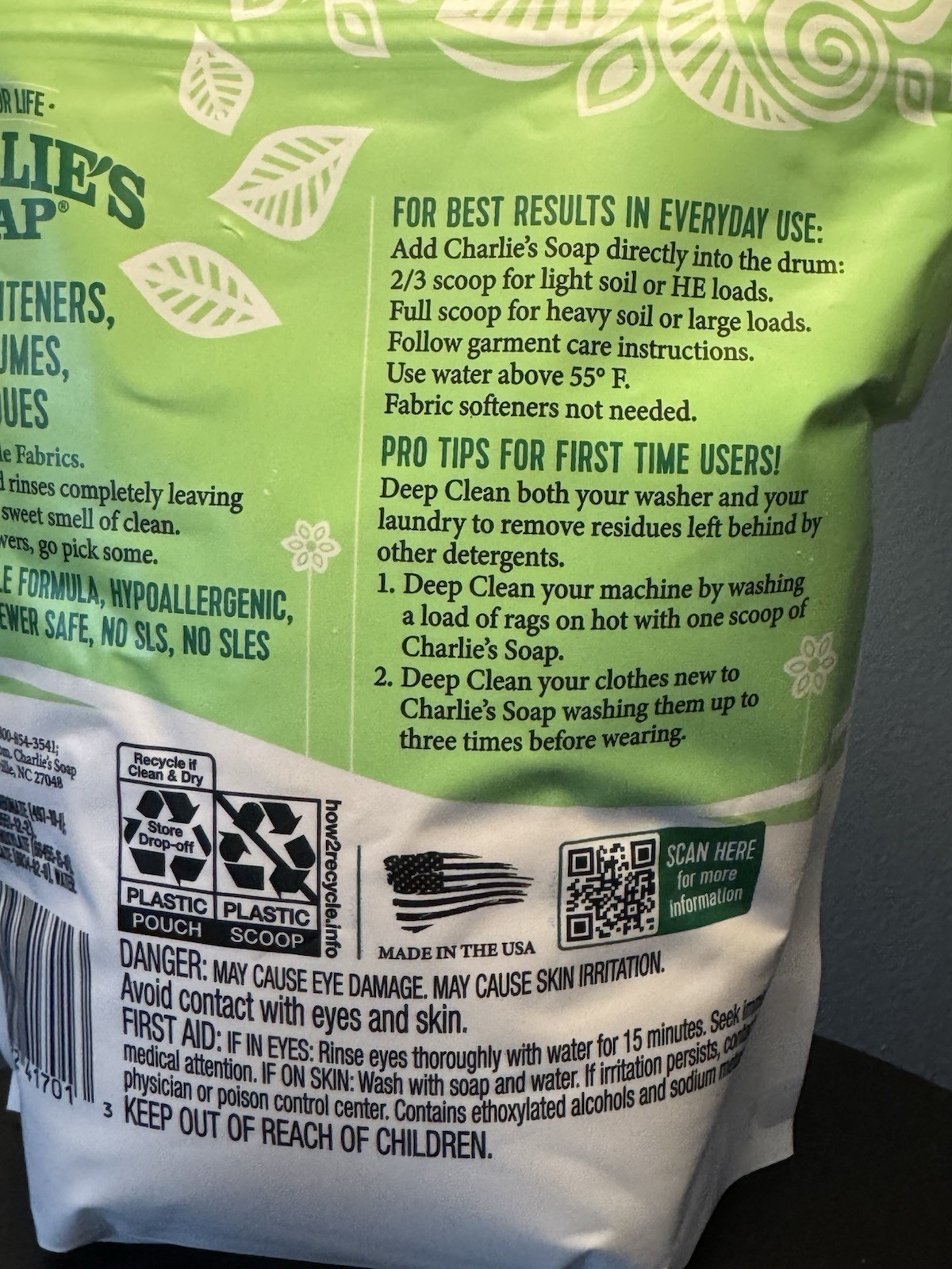 Charlie’s Soap Fragrance‑Free Laundry Powder – 100 Loads, 2.64 lbs