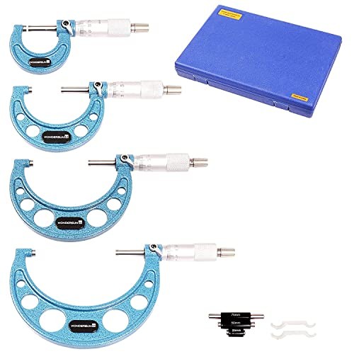 4 Pcs Outside Micrometer Set, 4-piece Set (0-1"/1-2"/2-3"/3-4" Range)