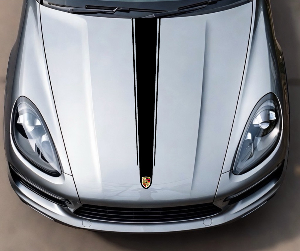 Custom Porsche Cayenne 2012-2025 Triple Stripe Solid Stripe Hood Decal Graphic