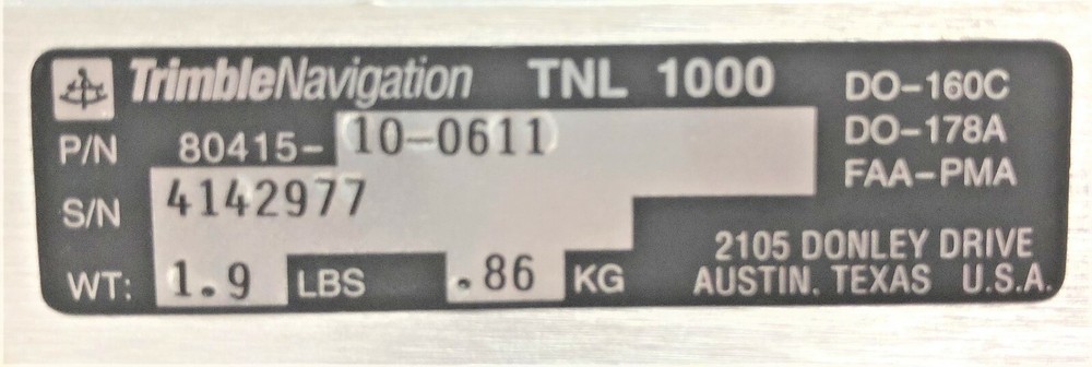 TRIMBLE NAVIGATION TNL 1000DC P/N 80415-10-0611