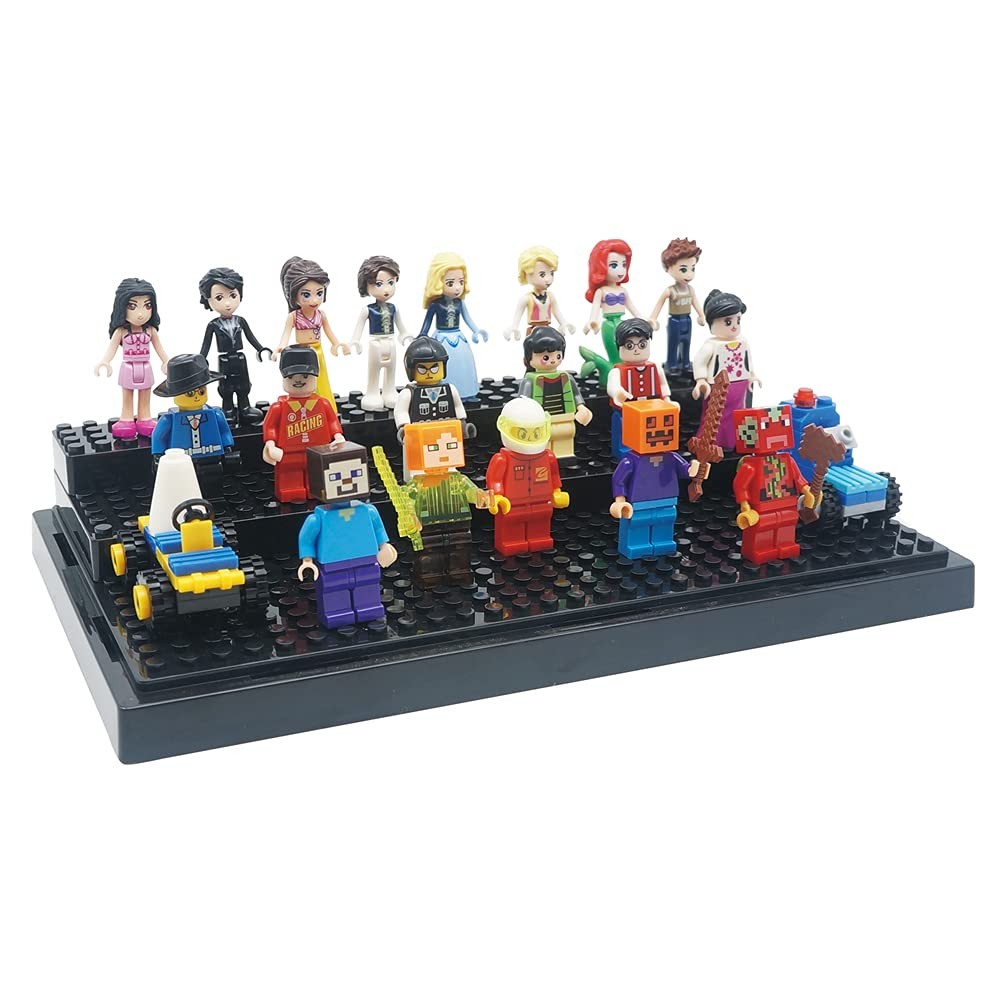 Display Case for Minifigure Action Figures Blocks, Box Storage Black