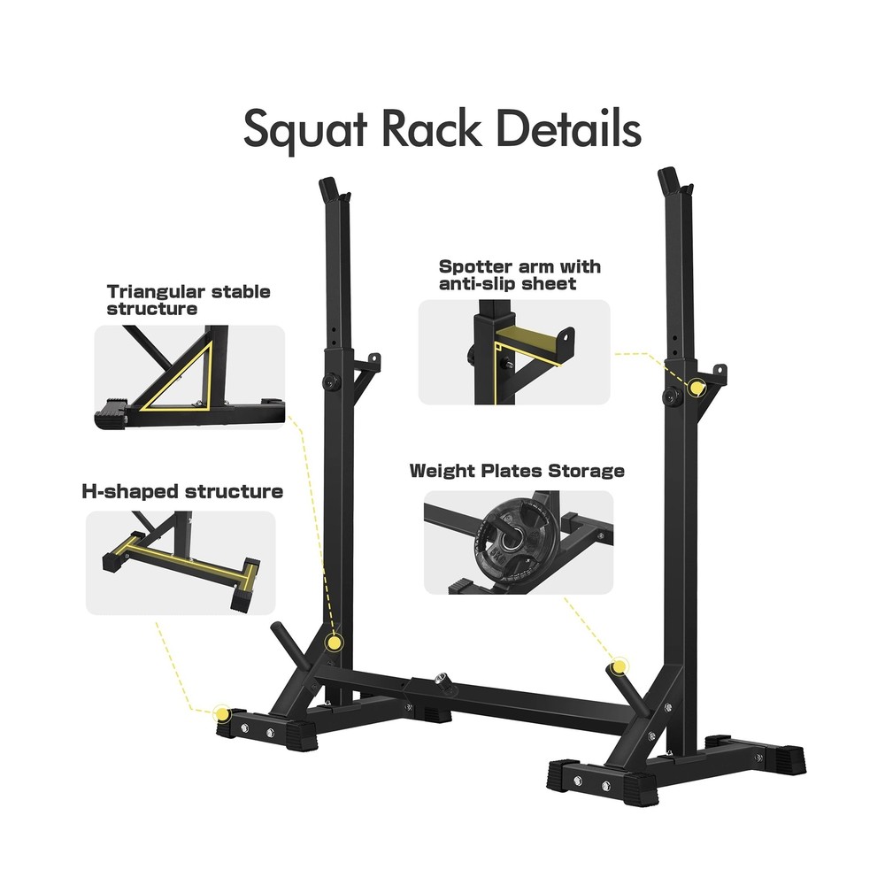 CANPA Adjustable Squat Rack Stand Multi-Function Barbell Rack Weight Lifting ...