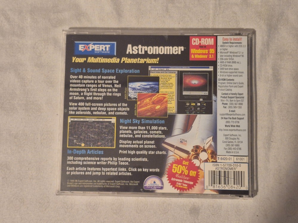 Expert Software Astronomer CD-ROM (Windows 3.1 and Windows 95)