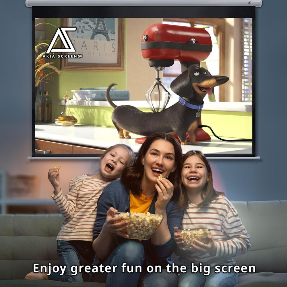 16:10 Retractable Projector Screen - Auto-Locking and Wall/Ceiling Mountable