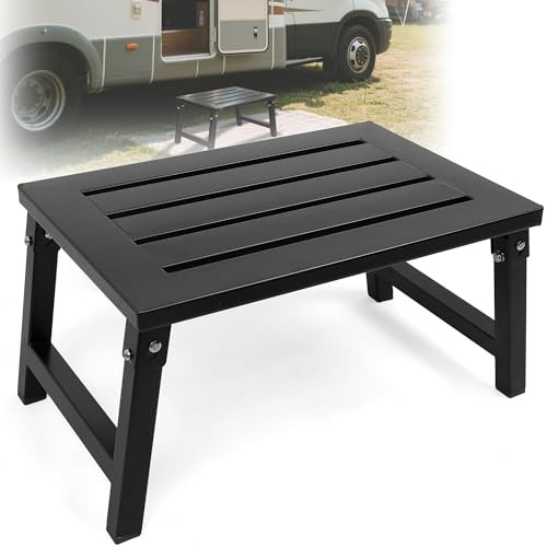 RV Step Stool Foldable 1000 lbs Capacity, Heavy Duty Metal Steps Platform,