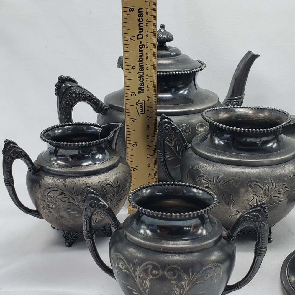 Antique Empire Mfg. Co. Quadruple Plated Teapot TEA SET
