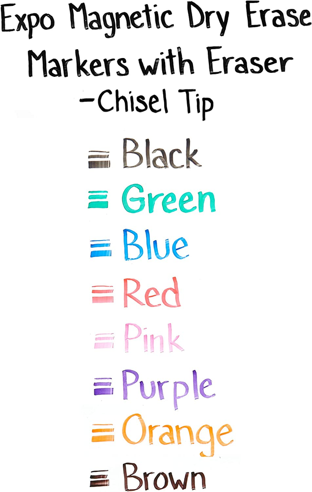 EXPO Magnetic Dry Erase Markers with Eraser, Chisel Tip, 8 Count