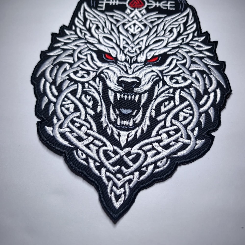 Viking Wolf Back Patch Embroidered Large Norse Biker Jacket Vest Patch