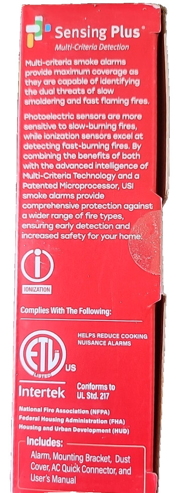 Universal Security Instruments 2 in 1 Combo Smoke & Fire Alarm. Hardwired.