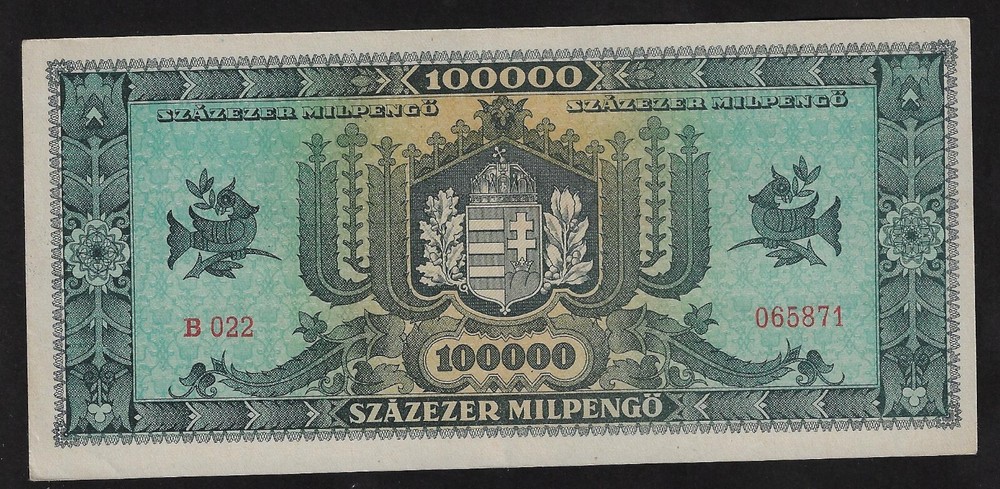 HUNGARY 100000 PENGO 1946 AUNC