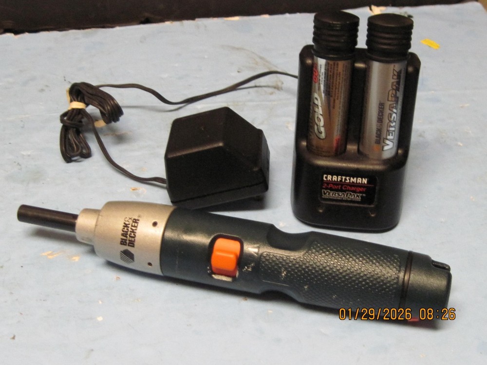 Black & Decker Cordless Screwdriver Model #9072 Rechargeable .