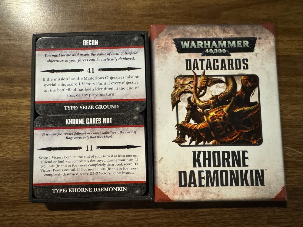 GAMES WORKSHOP WARHAMMER 40K 40000 KHORNE DAEMONKIN DATACARDS 100% COMPLETE PACK