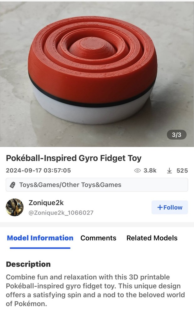 Pokeball Fidget Spinner - 3D Printed